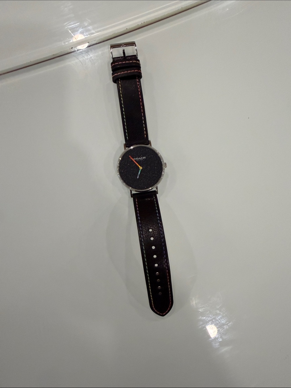 Coach Black Leather Strap Watch Hands need battery